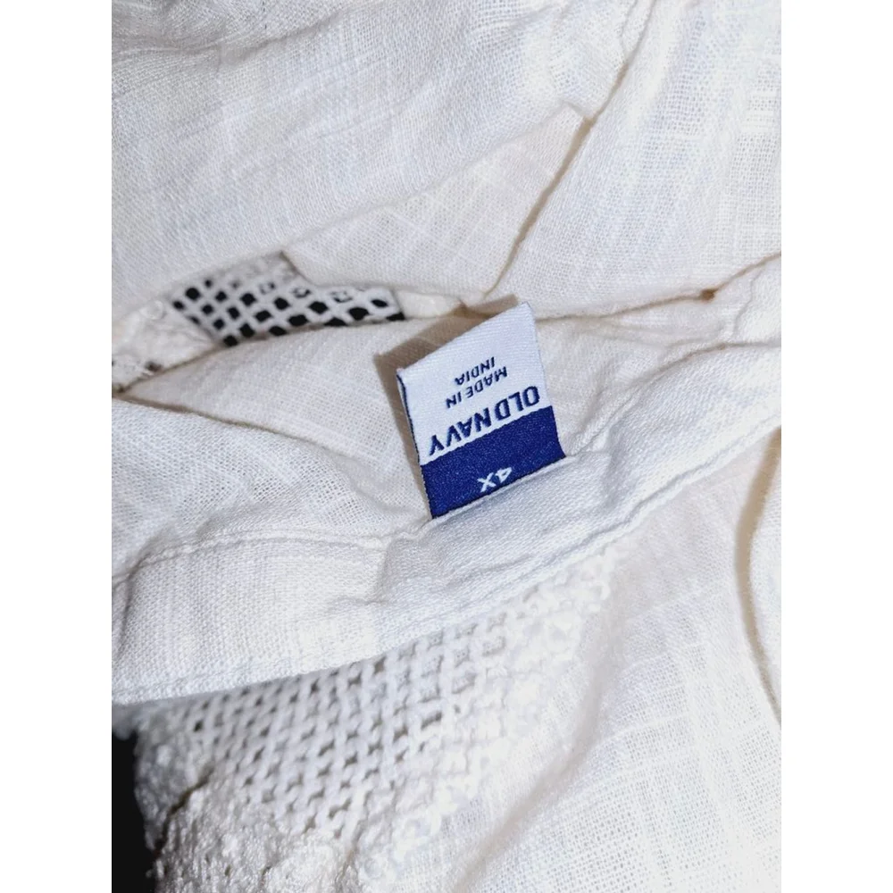 Old Navy White 4X flutter sleeve white lace 100% cotton sailor blouse - Picture 4 of 5